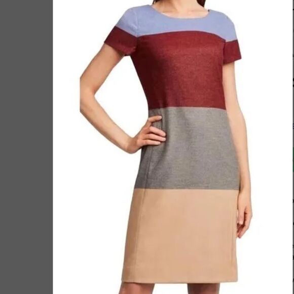 Etcetera Colorblock stripe cap sleeve sheath dress Sz 6 - Picture 1 of 9